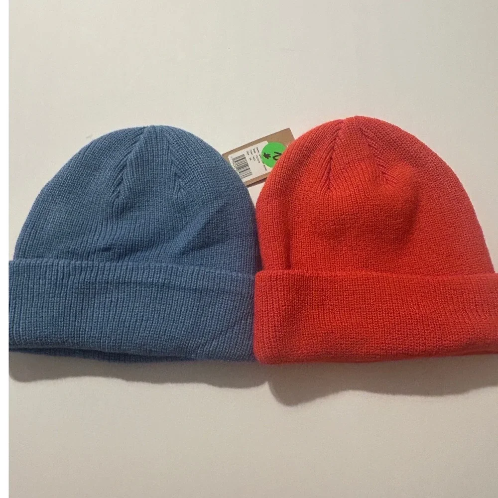 Stussy Stock Cuff Beanie Bundle Blue & Orange Red Knit Hat Set NWT Streetwear